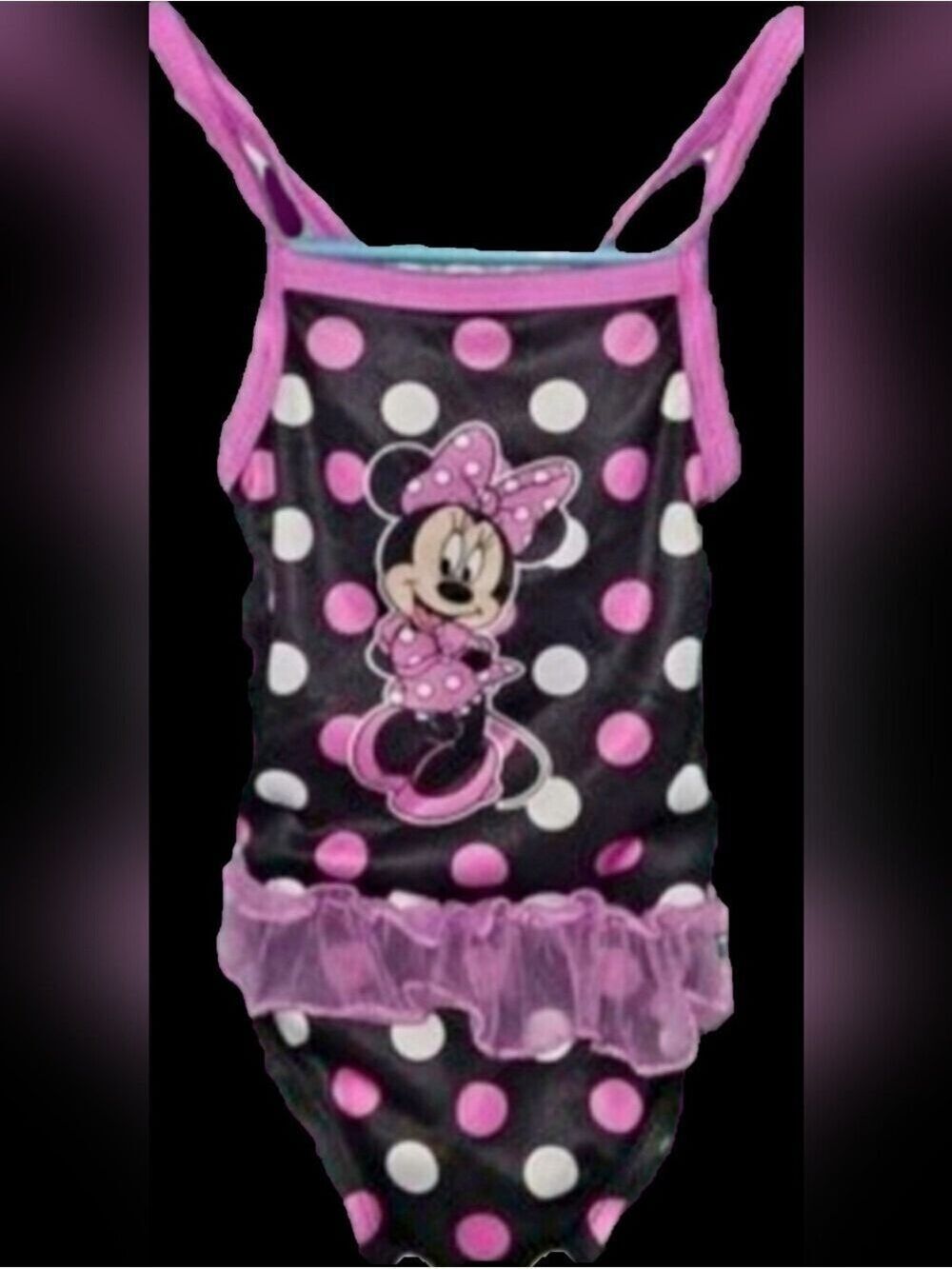 Disney Minnie Mouse Polka Dot One Piece - size 12-18 months Black and Pink